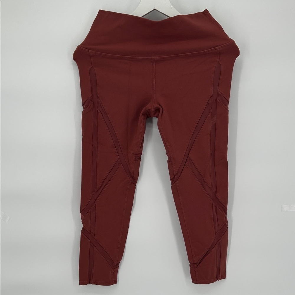 Alo Yoga High Waist Sculpt Mesh Leggings Rust Brown Size M - Picture 3 of 8